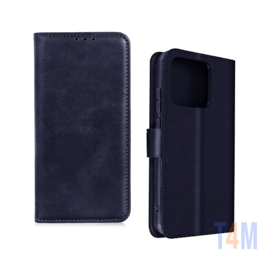 Capa Flip de Couro com Bolso Interno para Xiaomi Redmi 10c Azul